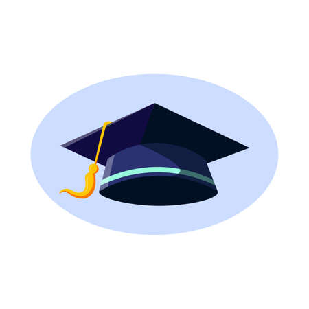 Graduation cap vector colorful clipart. Graduation cap flat illustrationのイラスト素材