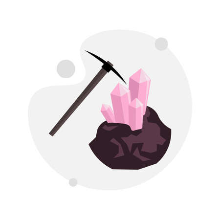 diamond mining vector clipart. Mining Hammer isolated flat icon.のイラスト素材