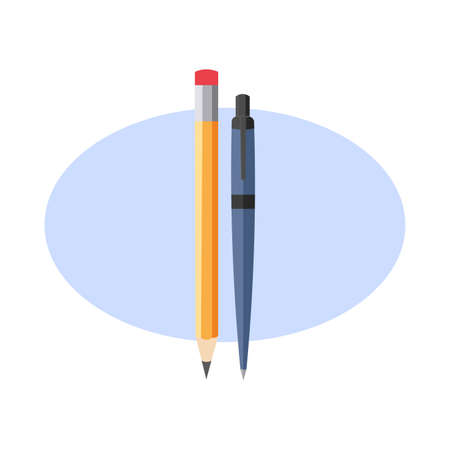 pencil and pen clipart. pencil and pen colorful flat vector icon.のイラスト素材