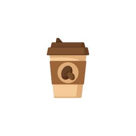 coffee in disposable cup clipart. coffee in disposable cup colorful flat vector icon.のイラスト素材