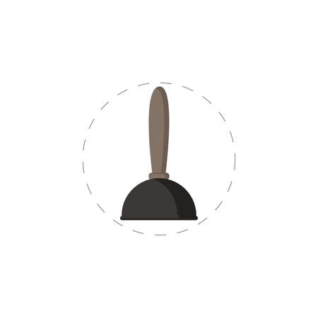 Toilet Plunger clipart. Toilet Plunger colorful flat vector icon.のイラスト素材