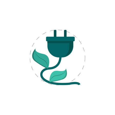 plug and leaf clipart. plug and leaf colorful flat vector icon.のイラスト素材