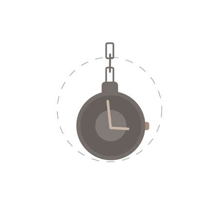 Pocket watch with chain clipart. Pocket watch with chain colorful flat vector icon.のイラスト素材