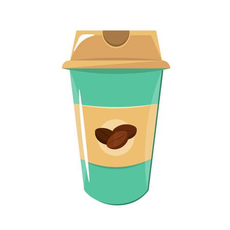 coffee in disposable cup clipart. coffee in disposable cup colorful flat vector icon.のイラスト素材