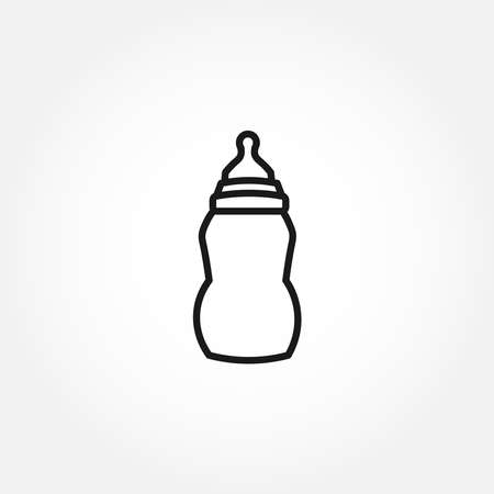 Baby milk bottle line icon. Feeding bottle with soother line icon. Feeding bottle isolated line iconのイラスト素材