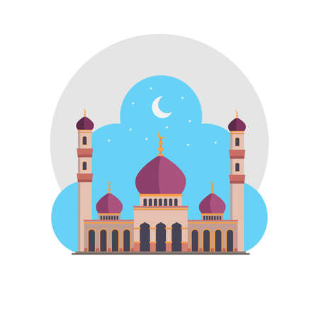 mosque isolated illustration. mosque flat icon on white background. mosque clipart.の写真素材