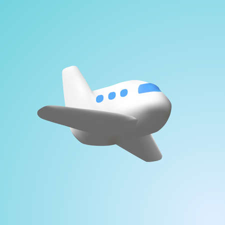 plane 3d icon. cartoon white passenger plane 3d iconのイラスト素材