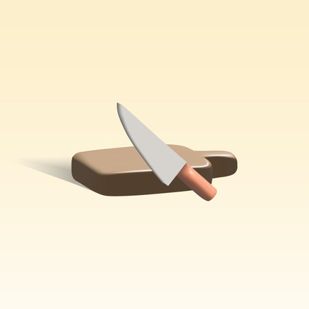 cutting board vector 3d icon. cutting board with knife 3d illustration.のイラスト素材