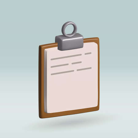 Clipboard isolated vector 3d icon. Clipboard with paper blank 3d illustration.のイラスト素材
