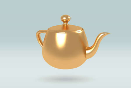 teapot isolated vector 3d icon. golden teapot 3d illustration.のイラスト素材