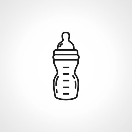 feeding bottle line icon. Newborn infant baby milk bottle line icon.のイラスト素材