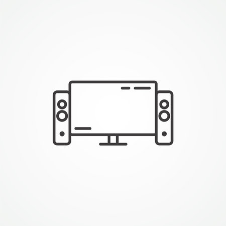 TV line icon. home theater outline icon.のイラスト素材