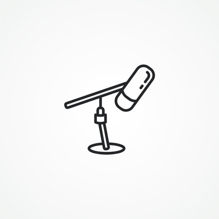 studio microphone on tripod line icon. Microphone stand line icon.のイラスト素材