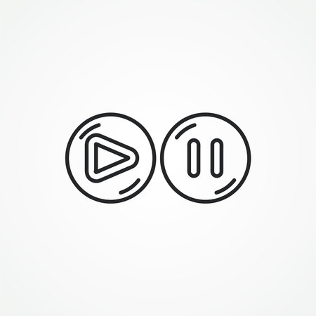 play pause button line icon. Play, pause button outline icon.のイラスト素材