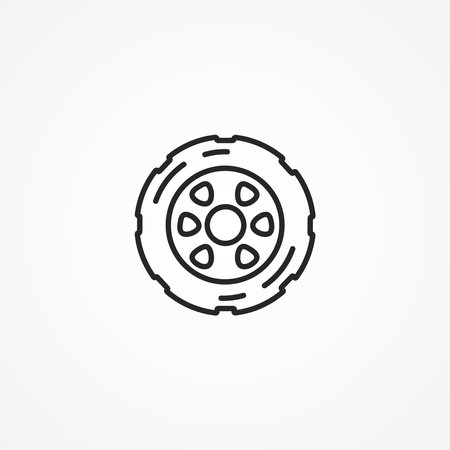 tire line icon. new car Wheel outline icon.のイラスト素材