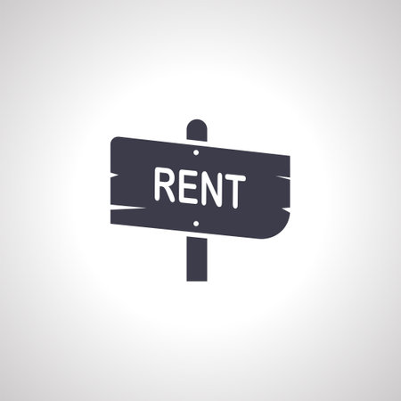 rent board icon. rent wooden signboard iconのイラスト素材
