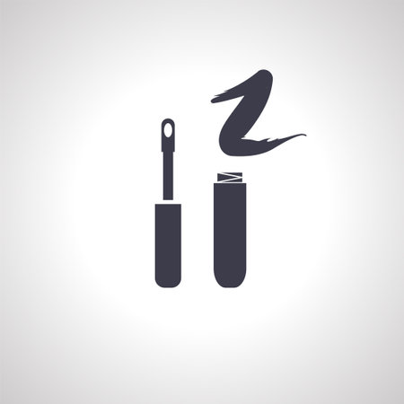 mascara eye icon. Open tube of mascara icon.のイラスト素材