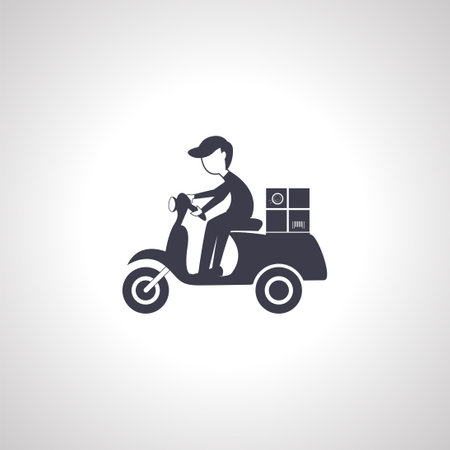 delivery man icon. motorcycle courier icon.のイラスト素材