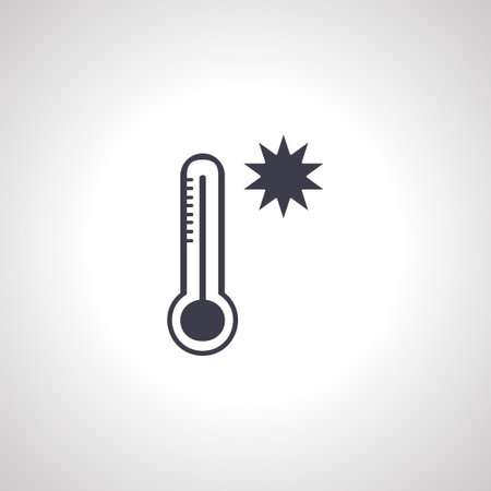 hot weather icon. thermometer with sun iconのイラスト素材