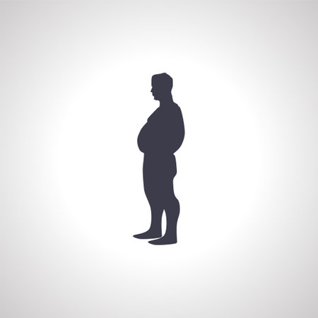 fat man silhouette. fat man iconのイラスト素材