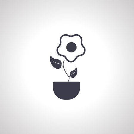Indoor plant in a pot icon. flower in a pot line icon.のイラスト素材
