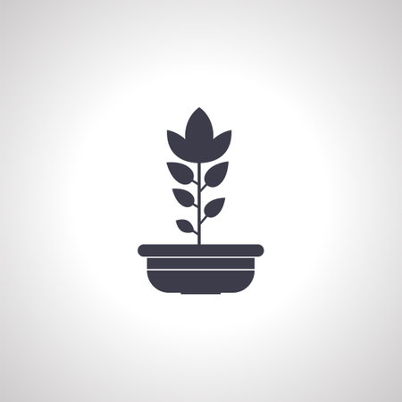 Indoor plant in a pot icon. flower in a pot line icon.のイラスト素材