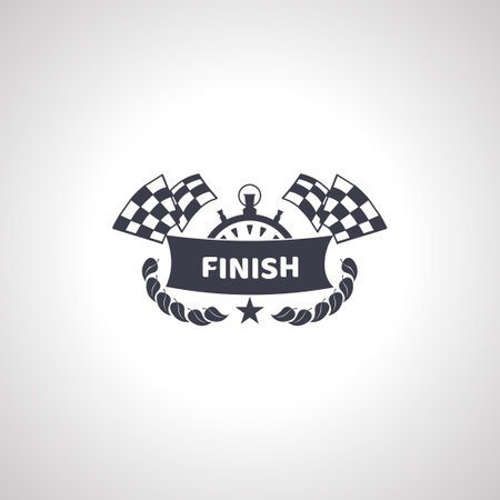 finish line of racing banner icon with racing flagのイラスト素材