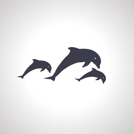 dolphin icon. group of dolphins isolated icon, pod of dolphinsのイラスト素材