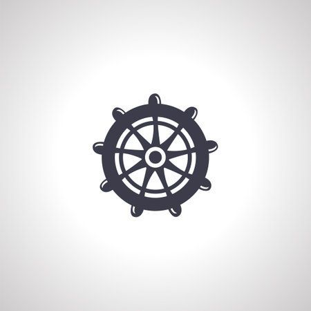 Ship helm icon, boat steering wheel, yacht rudder iconのイラスト素材