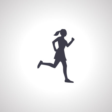 jogging icon. running woman silhouette. running girl isolated iconのイラスト素材