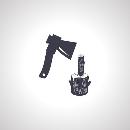 ax with wood isolated iconのイラスト素材