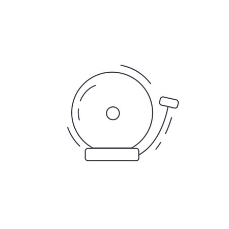 School Ring Bell line icon. Fire Alarm Bell thin line icon.のイラスト素材