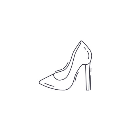 female heel line icon. Women's high heeled shoes thin line icon.のイラスト素材