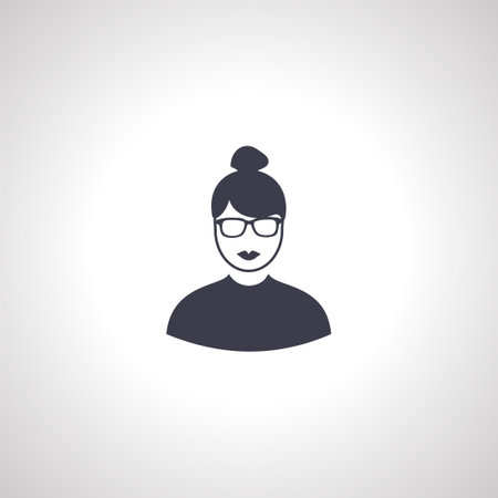 woman avatar. user icon. woman in glasses avatar.の素材