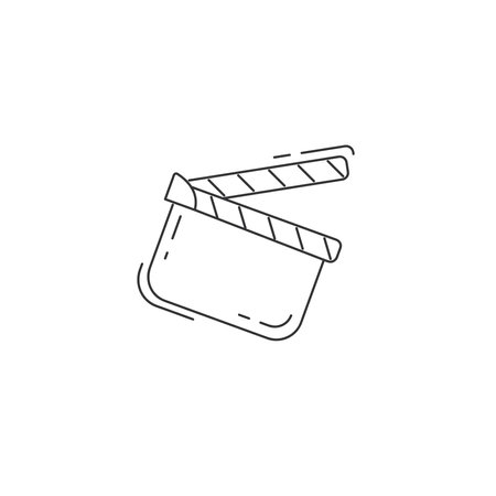 Clapper board line icon. Movie clapper thin line icon.のイラスト素材