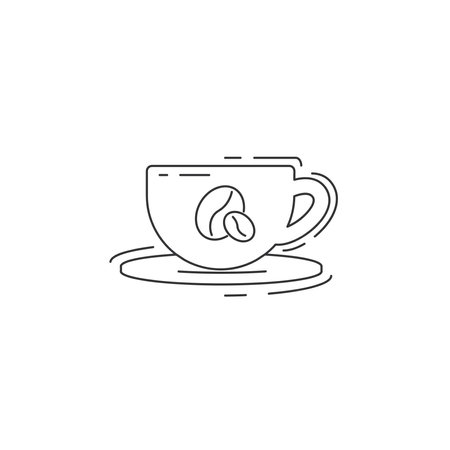 Cup of coffee line icon. Cup of coffee thin line icon.のイラスト素材