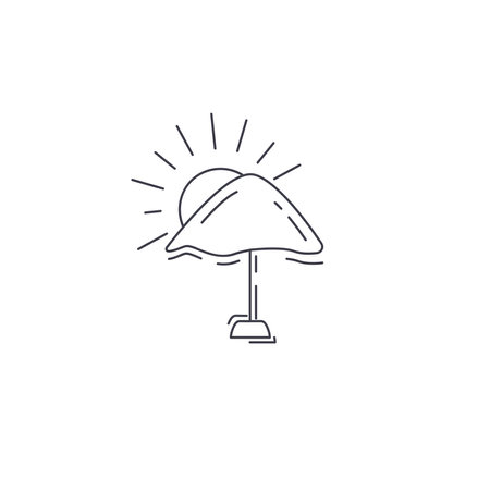 Beach umbrella, summer rest, simple thin line icon.のイラスト素材