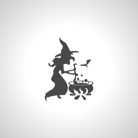 witch with cauldron silhouette iconのイラスト素材