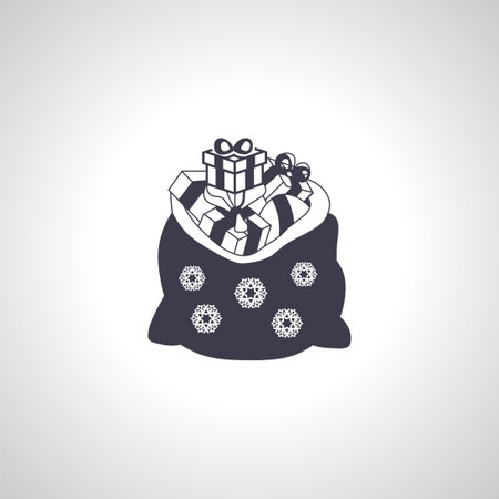 santa claus gift bag sack isolated icon on white backgroundのイラスト素材