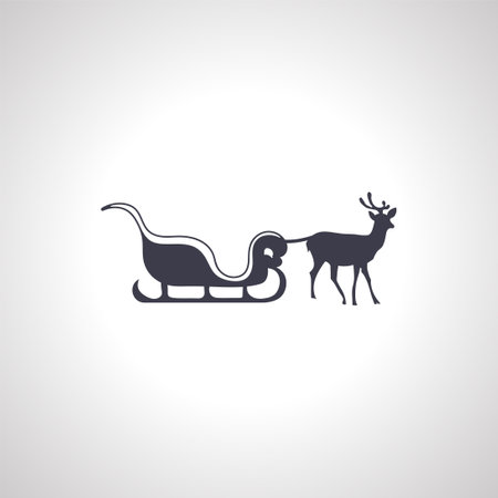 santa sleigh with reindeer silhouette isolated iconのイラスト素材
