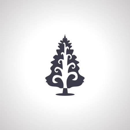 Christmas tree silhouette isolated icon on white backgroundのイラスト素材