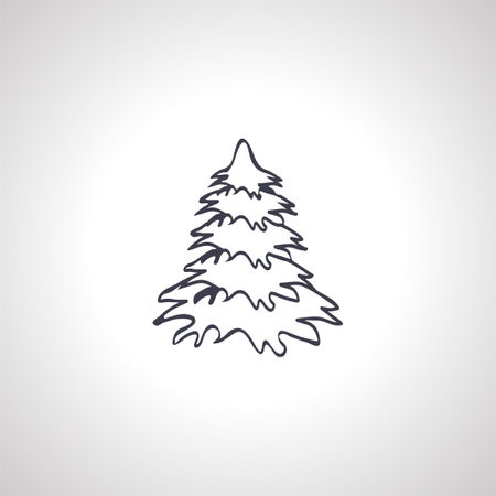 Christmas tree silhouette isolated icon on white backgroundのイラスト素材