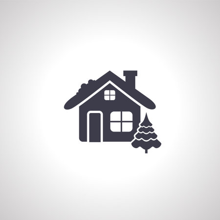 Christmas house isolated icon on white backgroundのイラスト素材