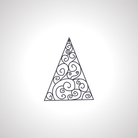 Christmas tree line silhouette isolated icon on white backgroundのイラスト素材