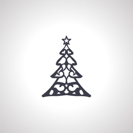 Christmas tree silhouette isolated icon on white backgroundのイラスト素材