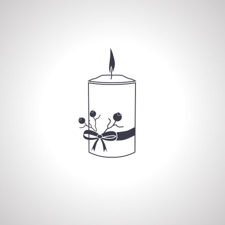 Christmas candle isolated icon on white backgroundのイラスト素材