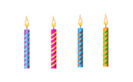 birthday candles isolated vector illustration on white background. birthday candle illustrationのイラスト素材