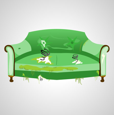 old broken sofa isolated vector illustrationのイラスト素材