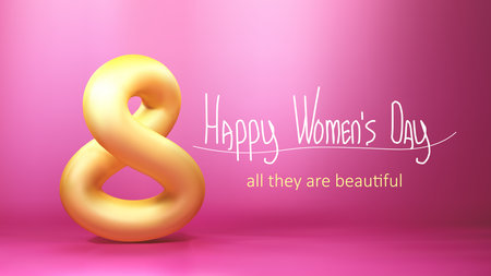 8 March banner with 3d number. Happy women's day illustration.の写真素材