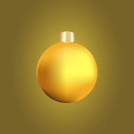 golden christmas tree ball isolated 3d illustrationの写真素材